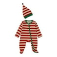 thumbnail image 1 of GYRATEDREAM Newborn Baby My First Christmas Outfits Boys Girls Long Sleeve Striped Button Romper Jumpsuit Clothes Set with Hat 3-24M, 1 of 8