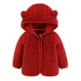 thumbnail image 1 of GYRATEDREAM Newborn Infant Baby Boys Girls Fleece Hooded Jacket Coat with Ears Todder Kids Outwear Coat Zipper Up Warm Winter Outwear for 6M-6Y, 1 of 10