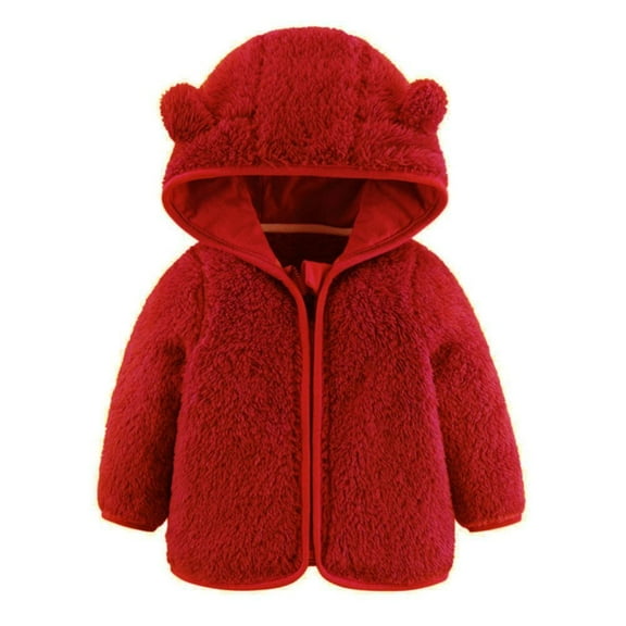 GYRATEDREAM Newborn Infant Baby Boys Girls Fleece Hooded Jacket Coat with Ears Todder Kids Outwear Coat Zipper Up Warm Winter Outwear for 6M-6Y