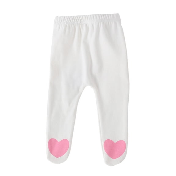 GYRATEDREAM Newborn Infant Baby Cotton High Waist Pull on Footed Pants Boys Girls Cute Elastic Tights Toddler Casual Leggings with Feet for 0-18 Months