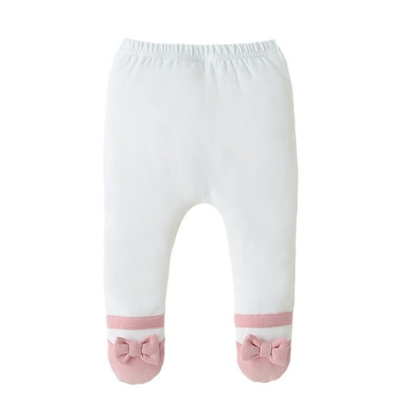 GYRATEDREAM Newborn Infant Baby Cotton High Waist Pull on Footed Pants Boys Girls Cute Elastic Tights Toddler Casual Leggings with Feet for 0-18 Months