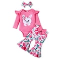 thumbnail image 1 of GYRATEDREAM Newborn Infant Baby Girl Clothes Ruffle Romper Flare Pant Headband Sets Girls Clothing Outfit, 1 of 1