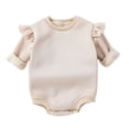 thumbnail image 1 of GYRATEDREAM Newborn Infant Baby Solid Color Romper Toddler Girls Boys Crewneck Ruffle Long Sleeve Romper Sweatshirt Top for 0-24 Months, 1 of 5