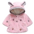 thumbnail image 1 of GYRATEDREAM Baby Girls Faux Fur Warm Cloak Coat Cute Winter Furry Cape Jacket Fluffy Plush Fleece Outwear with Bowknot for 12-18M Pink, 1 of 9