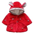 thumbnail image 1 of GYRATEDREAM Newborn Infant Baby Winter Warm Fleece Coat Boys Girls Cute Rabbit Ears Windproof Hooded Jacket Toddler Button Thicken Shawl Outwear Clothes for 0-18 Months, 1 of 7