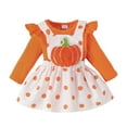 thumbnail image 1 of GYRATEDREAM Newborn Infant Girls Halloween Outfit Toddler Baby Ruffle Long Sleeve Pumpkin T-Shirt Top + Suspender Skirt 2Pcs Set for 0-18 Months, 1 of 8