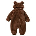 thumbnail image 1 of GYRATEDREAM Newborn Jumpsuits Baby Bear Ear Snowsuits Infant Fleece Zipper Hooded Romper Warm Outwear, Brown 18-24 Months, 1 of 13