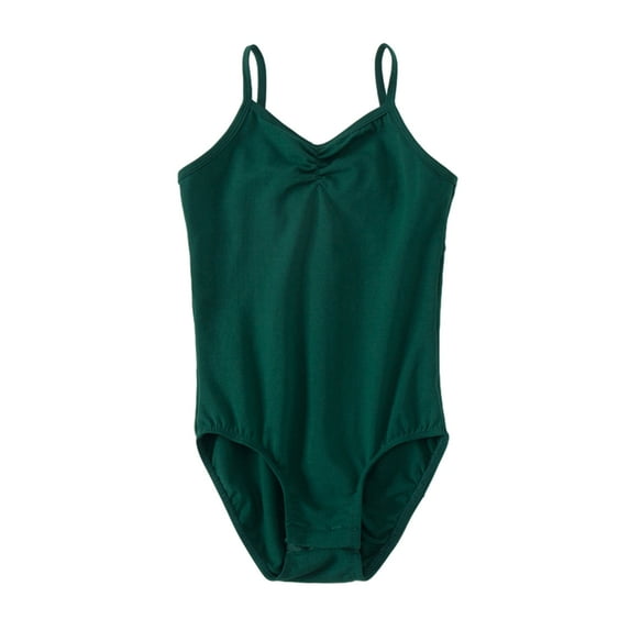 GYRATEDREAM Performance Classics Camisole Ballet Leotards for Girls/Toddlers/Kids, Adjustable Double Strap Gymnastics and Ballet Dancewear Dark Green for 3-13Y
