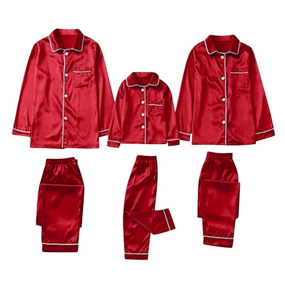 GYRATEDREAM Satin Matching Christmas Pajamas for Family Silk Valentine Matching Pajamas for Couples Sleepwear Loungewear Pjs