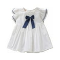 thumbnail image 1 of GYRATEDREAM Summer Toddler Baby Girl Dress Short Sleeve Bow Dresses Sundress Outfits 1-6 Years, 1 of 11