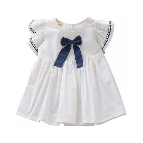 GYRATEDREAM Summer Toddler Baby Girl Dress Short Sleeve Bow Dresses Sundress Outfits 1-6 Years