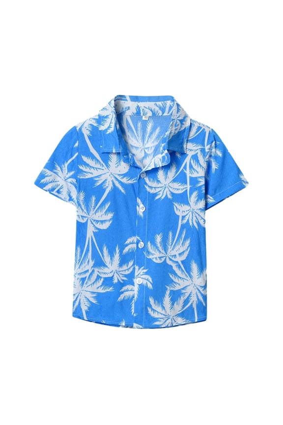 Summer Toddler Boys Hawaiian Shirt, Tropical Beach Vacation Short Sleeve Floral Shirt for Kids, Perfect for Summer Play & Family Holidays for 3M-8Y