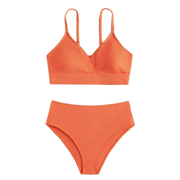 GYRATEDREAM Teen Girls' Swimsuits Two-Piece V-Neck Bikini Adjustable Shoulder Straps Swimsuit with Chest Pad 8-14 Years
