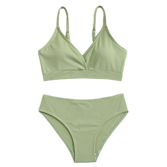 GYRATEDREAM Teen Girls' Swimsuits Two-Piece V-Neck Bikini Adjustable Shoulder Straps Swimsuit with Chest Pad 8-14 Years