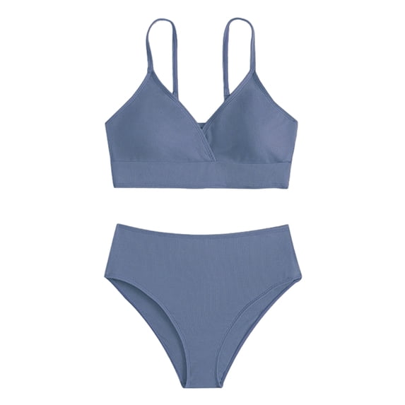 GYRATEDREAM Teen Girls' Swimsuits Two-Piece V-Neck Bikini Adjustable Shoulder Straps Swimsuit with Chest Pad 8-14 Years