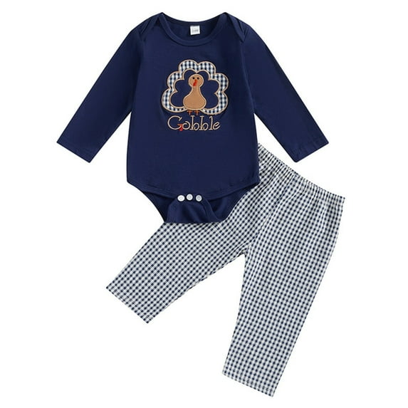 GYRATEDREAM Thanksgiving Baby Boy Girl Outfit Newborn My First Thanksgiving Onesie Bubble Romper Pants Fall Winter Clothes for 0-18M