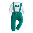 thumbnail image 1 of GYRATEDREAM Toddler Baby Boy Christmas Clothes Suit Formal Dress Shirt+Bowtie+Suspender Pants Gentleman Wedding Outfits for 3-6M Green, 1 of 9