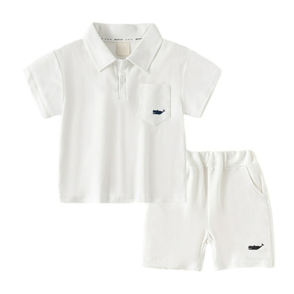 GYRATEDREAM Toddler Baby Boy Clothes 2T 3T 4T 5T 6T Summer Boys Outfits Solid Color Short Sleeve Shirt + Casual Shorts Set, 2-3 Years