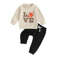 thumbnail image 1 of GYRATEDREAM Toddler Baby Boy Clothes Letter Print Long Sleeve Sweatshirt Pullover Tops + Joggers Pants Infant Spring Outfits Set, 1 of 8