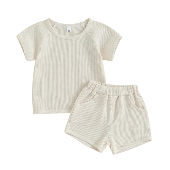GYRATEDREAM Toddler Baby Boy Clothing Sets Solid Color Short Sleeve T-Shirt Top and Shorts Set 2 Piece Summer Outfits for 12-18M