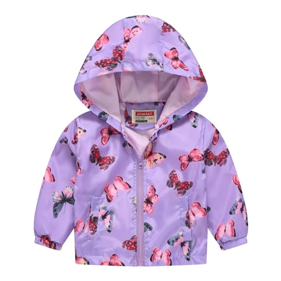 GYRATEDREAM Toddler Baby Boys Girls Hooded Jacket Windbreaker Lightweight Zipper Coat Autumn Long Sleeve Windproof Outwear for 7-8Y Purple
