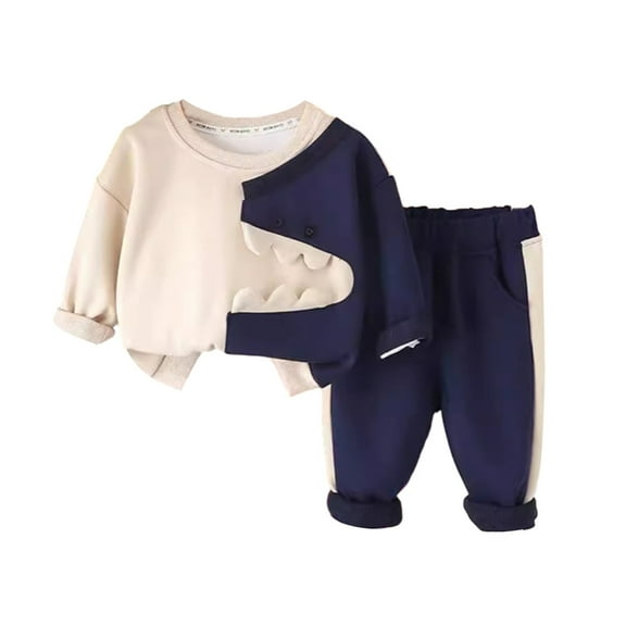 GYRATEDREAM Toddler Baby Boy Girl Halloween Outfit Dinosaur Long Sleeve Sweatshirt and Pants Set Infant Fall Outfits for 100CM Blue