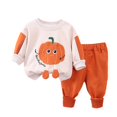 thumbnail image 1 of GYRATEDREAM Toddler Baby Boy Girl Halloween Outfit Pumpkin Long Sleeve Sweatshirt and Pants Set Infant Fall Outfits for 110CM Orange, 1 of 1