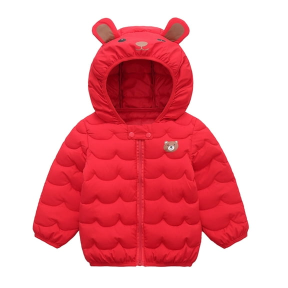 GYRATEDREAM Toddler Baby Boy Girl Hooded Puffer Jacket Lightweight Warm Comfy Packable Down Jacket Coat Little Kids Autumn Winter Outwear Clothes Red for 1-5 Years