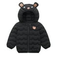 thumbnail image 1 of GYRATEDREAM Toddler Baby Boy Girl Hooded Puffer Jacket Lightweight Warm Comfy Packable Down Jacket Coat Little Kids Autumn Winter Outwear Clothes Black for 1-5Y, 1 of 6