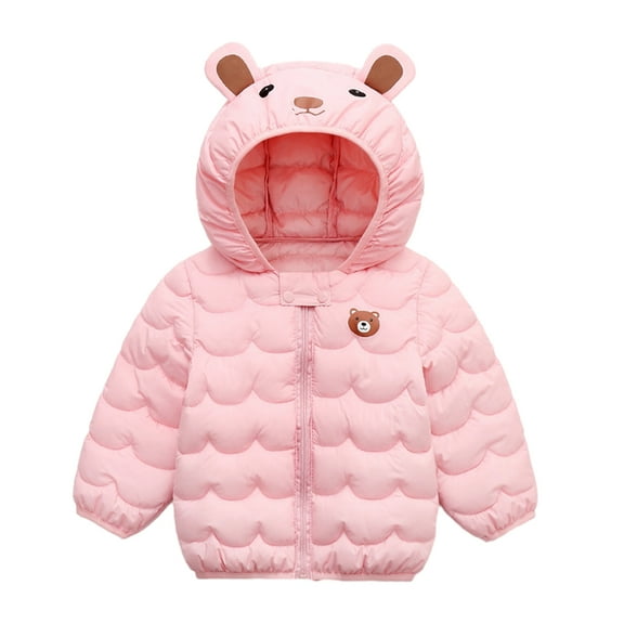 GYRATEDREAM Toddler Baby Boy Girl Hooded Puffer Jacket Lightweight Warm Comfy Packable Down Jacket Coat Little Kids Autumn Winter Outwear Clothes Pink for 1-5Y