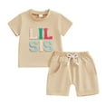 thumbnail image 1 of GYRATEDREAM Toddler Baby Boy Girl Matching Outfit Big Sister/Brother Little Sister/Brother Summer Short Sleeve Tops and Shorts Sets for 18-24M, 1 of 7