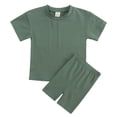thumbnail image 1 of GYRATEDREAM Toddler Baby Boy Girls Shorts Set Summer Outfits Crewneck Short Sleeve T Shirt and Shorts 2Pcs Cute Baby Clothes for 2-3Y, 1 of 9