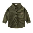 thumbnail image 1 of GYRATEDREAM Toddler Baby Boy Long Sleeve Shirt Kids Lapel Solid Color Button down Top with Pockets Children Casual Spring Summer Fall Clothes Army Green for 2-10 Years, 1 of 4