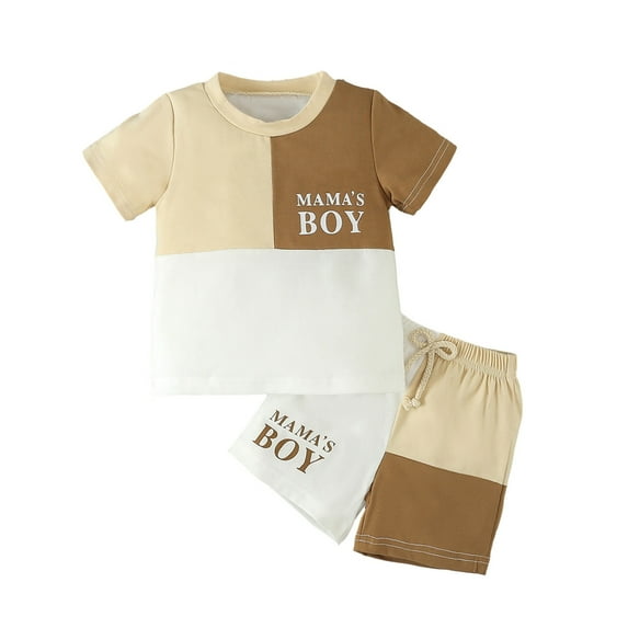 GYRATEDREAM Toddler Baby Boy Summer Clothes Mama's Boy Short Sleeve T-Shirt Tops Shorts Sets 2Pcs Infant Casual Outfits 0-3 Years