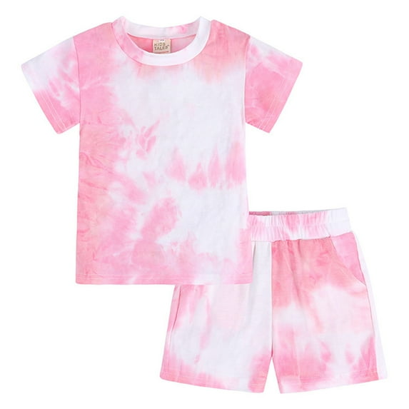 GYRATEDREAM Toddler Baby Boy Summer Outfits Clothes Tie Dye Shirt Joggers Casual Shorts 2Pcs Clothing Set,Size 12-18 Months