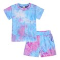thumbnail image 1 of GYRATEDREAM Toddler Baby Boy Summer Outfits Clothes Tie Dye Shirt Joggers Casual Shorts 2Pcs Clothing Set,Size 2-3 Years, 1 of 3
