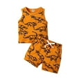 thumbnail image 1 of GYRATEDREAM Toddler Baby Boy Summer Outfits Dinosaur Print Sleeveless Tank Tops Stretch Casual Shorts Set Cute Newborn Clothes, 12-18M, 1 of 7