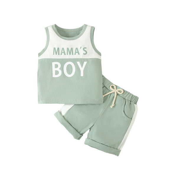 GYRATEDREAM Toddler Baby Boy Summer Outfits Letters Print Sleeveless Tank Tops Stretch Casual Shorts Set Cute Newborn Clothes