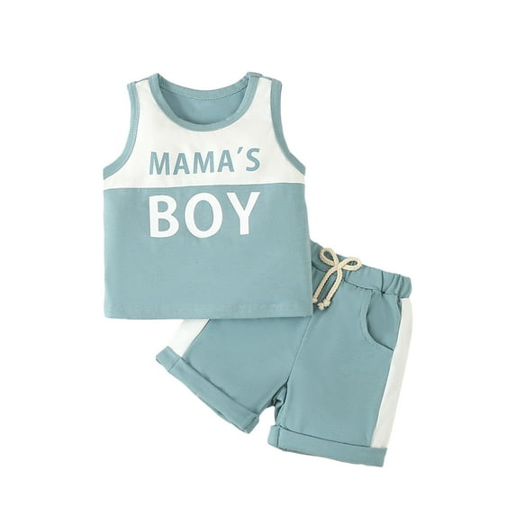 GYRATEDREAM Toddler Baby Boy Summer Outfits Letters Print Sleeveless Tank Tops Stretch Casual Shorts Set Cute Newborn Clothes