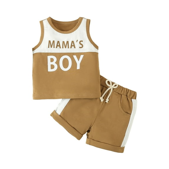 GYRATEDREAM Toddler Baby Boy Summer Outfits Letters Print Sleeveless Tank Tops Stretch Casual Shorts Set Cute Newborn Clothes