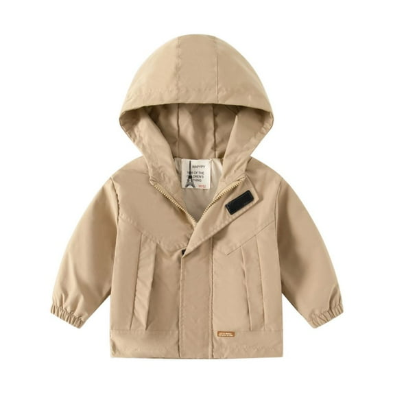 GYRATEDREAM Toddler Baby Boy Zip Up Hoodies Solid Color Casual Long Sleeve Hooded Sweatshirts Jacket Khaki for 2-9Y