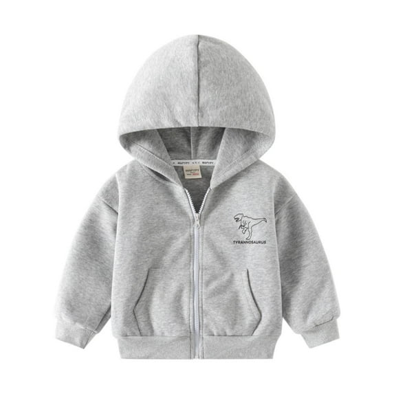 GYRATEDREAM Toddler Baby Boy Zip Up Hoodies Solid Color Casual Long Sleeve Hooded Sweatshirts Jacket with Pocket Gray for 2-9Y