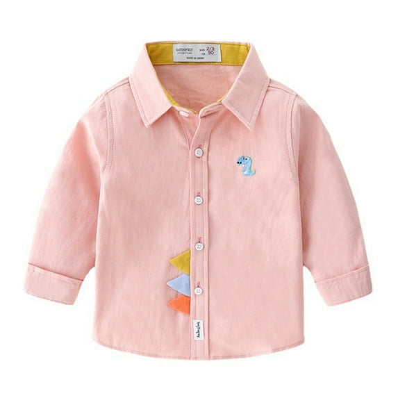 GYRATEDREAM Toddler Baby Boys Cartoon Dinosaur Shirts Button Down Lapel Coats Long Sleeve Fall Clothes 1-8T