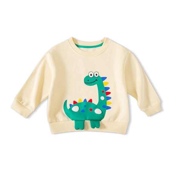 GYRATEDREAM Toddler Baby Boys Cotton Sweatshirt Kids Cartoon Dinosaur Print Round Neck Long Sleeve Breathable Sweater Pullover Tops for 18 Months-7 Years