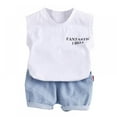 thumbnail image 1 of GYRATEDREAM Toddler Baby Boys Dinosaur Sleeveless Vest Denim Shorts Pants Outfits 2PCS Set Clothes 0-4Y, 1 of 16