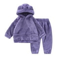 thumbnail image 1 of GYRATEDREAM Toddler Baby Boys Girls Fleece Pants Pullover Tops Set Winter Warm Sweatshirt Pants 2pcs Set With Bear Warm Hooded Outfits for 1-7Y, 1 of 8
