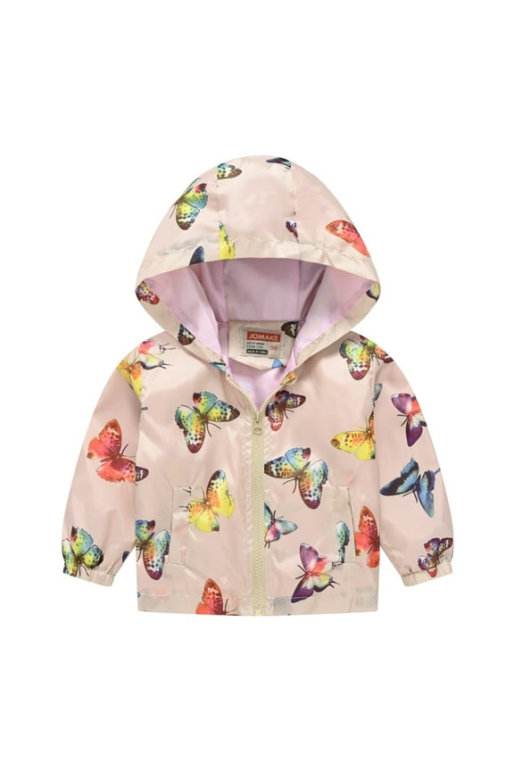 Toddler Baby Boys Girls Hooded Jacket Windbreaker Lightweight Zipper Coat Autumn Long Sleeve Windproof Outwear for 4-5Y Pink