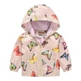 thumbnail image 1 of GYRATEDREAM Toddler Baby Boys Girls Hooded Jacket Windbreaker Lightweight Zipper Coat Autumn Long Sleeve Windproof Outwear for 7-8Y Pink, 1 of 9