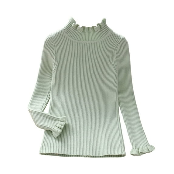 GYRATEDREAM Toddler Baby Boys Girls Knit Sweaters Cable Ruffle Neck High Collar Fall Winter Soft Warm Sweater Pullover Tops for 7-8Y Green