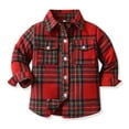 thumbnail image 1 of GYRATEDREAM Toddler Baby Boys Girls Plaid Flannel Shirt Jacket Kids Long Sleeve Lapel Button Down Shirts Fur-Lined Coat Children Fall Winter Tops Outwear Clothes Red for 6 Months-14 Years, 1 of 8